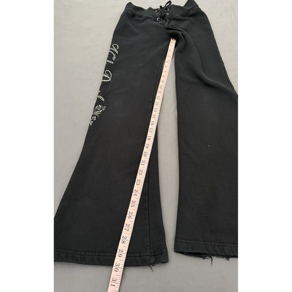 Harley-Davidson Sweatpants Womens Small Black Flare Lounge Graphic Y2K 2000s - Picture 8 of 16